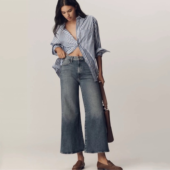 NWT MOTHER The Hustler Roller Ankle High Rise Wide Leg Jeans Size 29 Petite